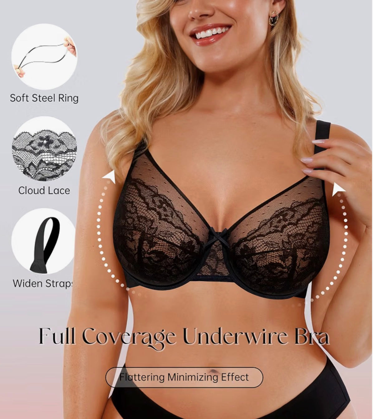 Chloe Unlined Non-padded Lace Underwire Bra l C-H Cup