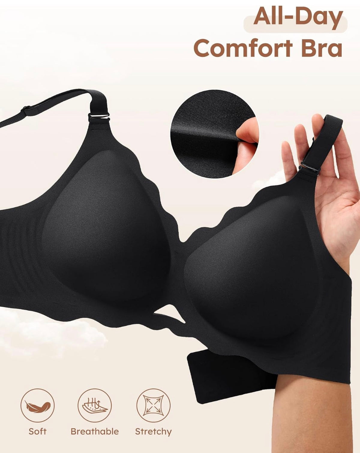 Jasmine Wireless V-Scalloped Bra