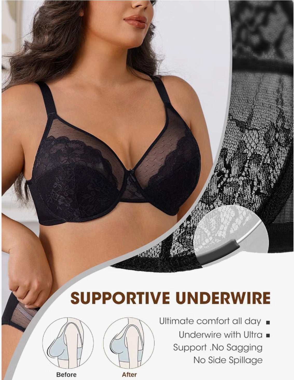 Sasha Unlined Minimizer Lace Bra | C-F Cup